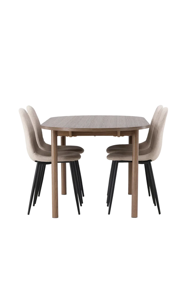 Spisegruppe Andy med 4 stk stoler Polar – Brun m v:8536603 Spisegruppe Andy med 4 stk stoler Polar – Brun m v:8536603