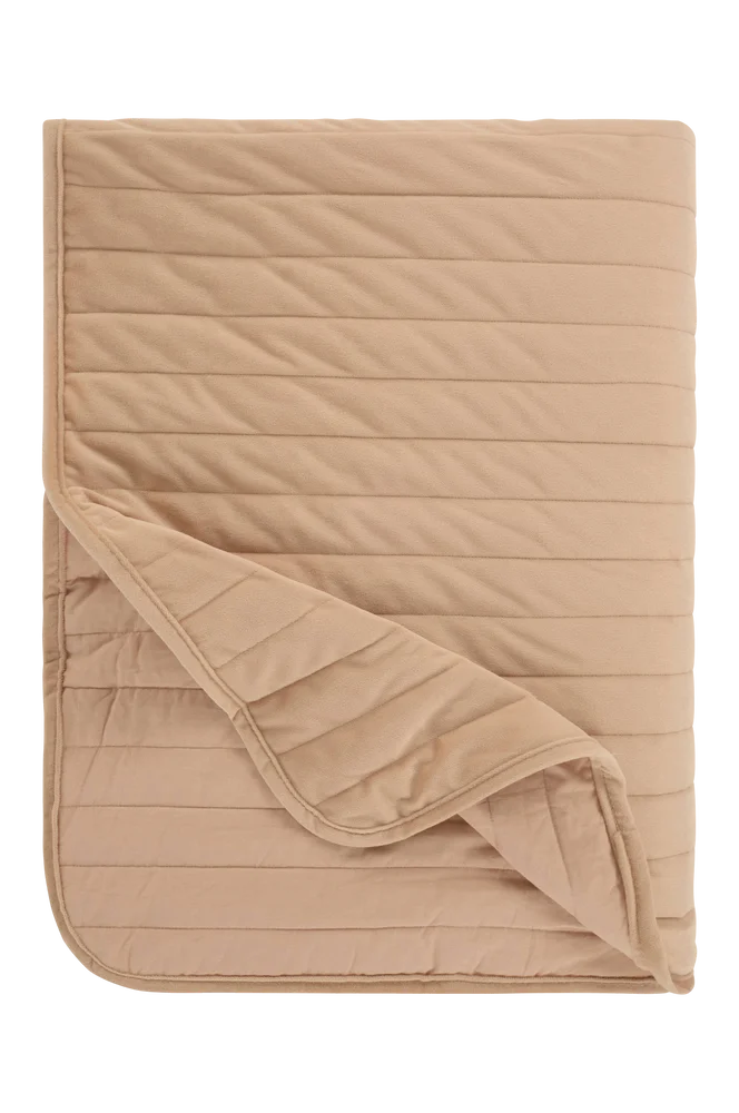 GURI sengeteppe i fløyel – Beige – Tekstiler | m v:9606266