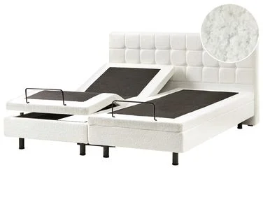 Justerbar seng Bouclé DUKE 180 x 200 cm Off white v:1999459 Justerbar seng Bouclé DUKE 180 x 200 cm Off white v:1999459