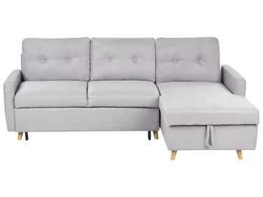 Hjørnesovesofa 4-seters FLAKK Med oppbevaring Lysegrå Venstrevendt v:9801647 Hjørnesovesofa 4-seters FLAKK Med oppbevaring Lysegrå Venstrevendt v:9801647