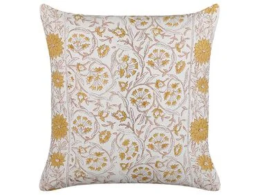 Pyntepute AMARA 45 x 45 cm Bomull Gul Blomstermønster v:2971113