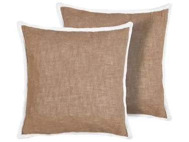 Sett med 2 pynteputer IANTHE 45 x 45 cm Bomull Brun Ensfarget v:6646071