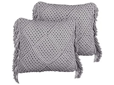 Sett med 2 pynteputer BESHAM 45 x 45 cm Bomull Grå Geometrisk mønster v:9313578