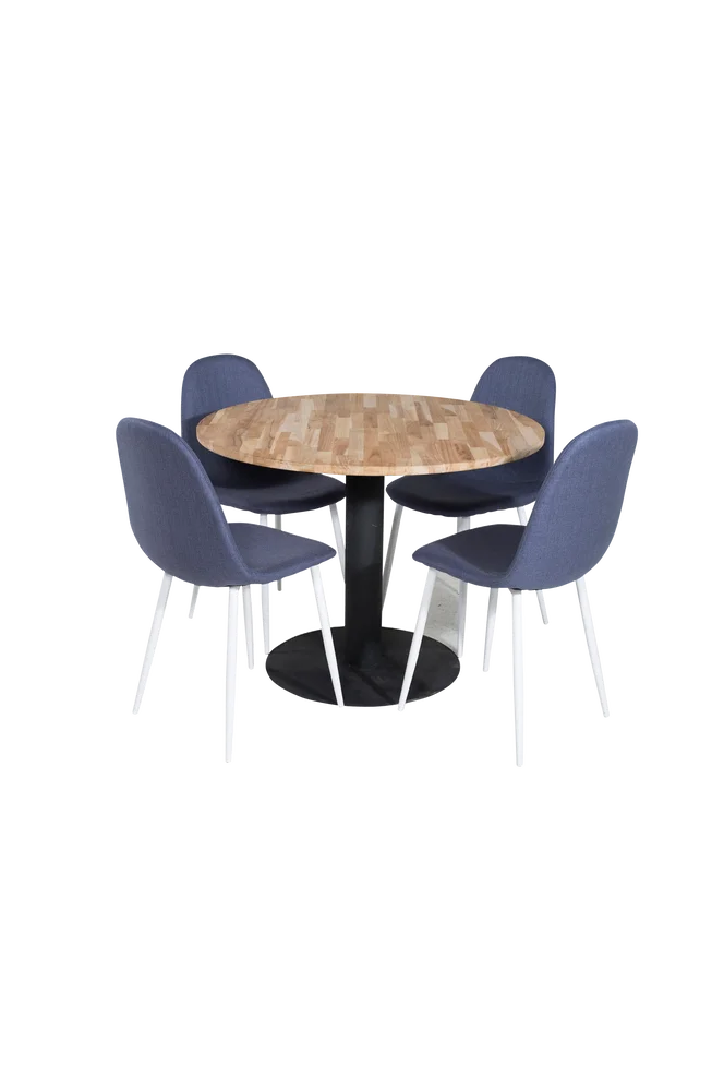 Spisegruppe Cirebon med 4 stk spisestoler Polar - Svart m v:6426845