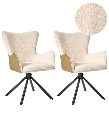 Sett med 2 spisestoler NOVI Bouclé Lys beige v:8890889