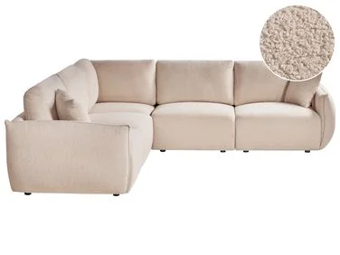 Modulær hjørnesofa 5-seters MESNALI Bouclé Beige Høyrevendt v:6681781 Modulær hjørnesofa 5-seters MESNALI Bouclé Beige Høyrevendt v:6681781