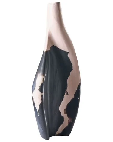 Dekorativ vase LAGOS 40 cm Mangotre Svart/beige v:9435018
