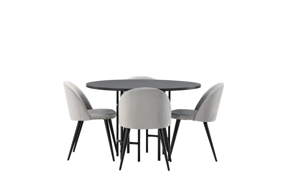Copenhagen Spisegruppe 115 cm Rund med 4 Velvet Stoler v:2208870