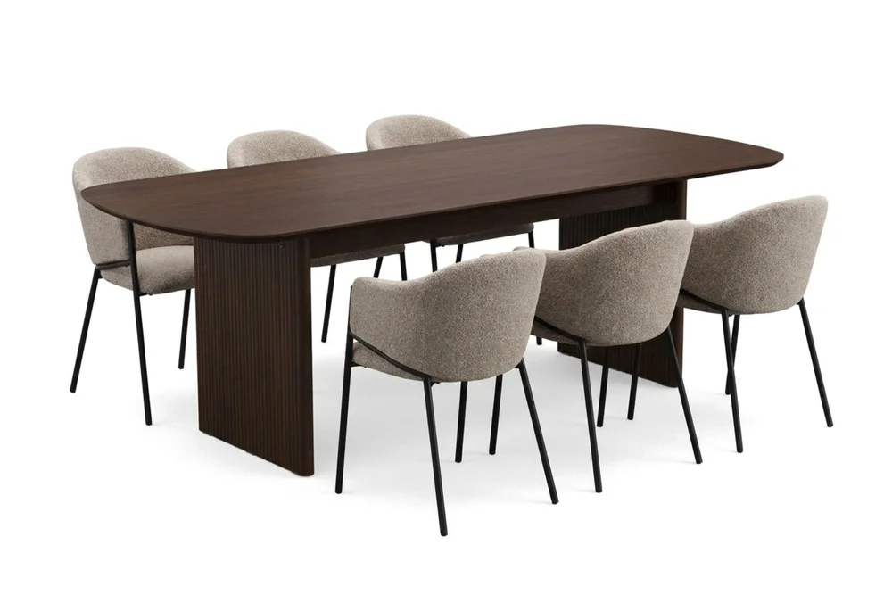 Alma spisegruppe rektangulær 220 cm røkt eik med 6 Filip spisestoler v:6434611 Alma spisegruppe rektangulær 220 cm røkt eik med 6 Filip spisestoler v:6434611