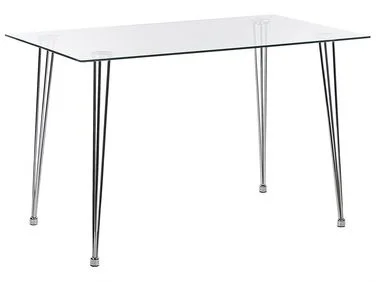 Spisebord WINSTON Sølv 120 cm 70 cm Herdet glass v:2873093