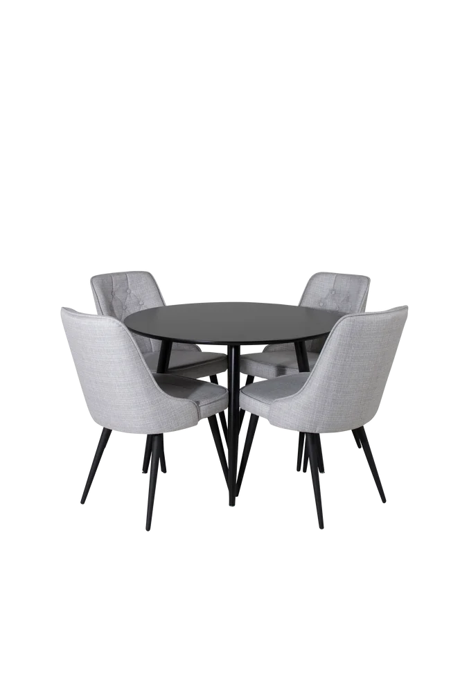 Spisebordssett Plaza med 4 stoler Velvet Deluxe – Svart m v:3323882 Spisebordssett Plaza med 4 stoler Velvet Deluxe – Svart m v:3323882