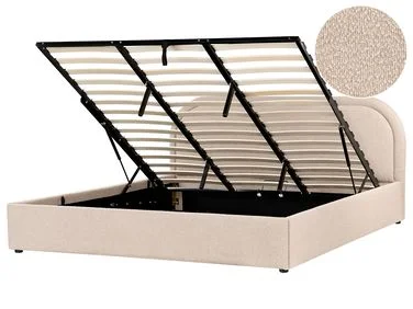 Seng med oppbevaring QUILLIEN Bouclé Beige 180 x 200 cm v:3751136 Seng med oppbevaring QUILLIEN Bouclé Beige 180 x 200 cm v:3751136