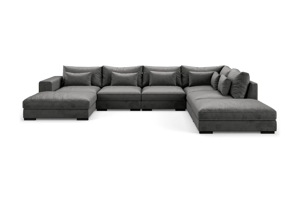 Dubai stor U-sofa modul med divan venstre fløyel ekstra dyp v:1972668