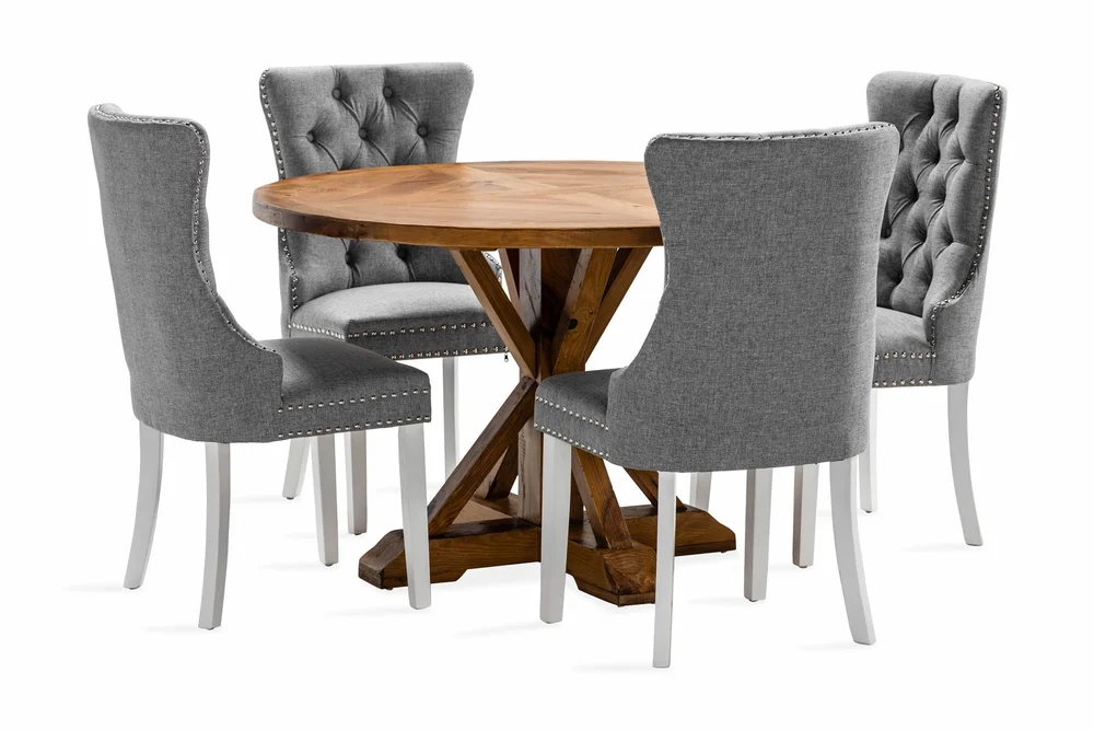 Lyon Spisegruppe 120 cm Rund inkl. 4 Bergviken Stoler v:2061544