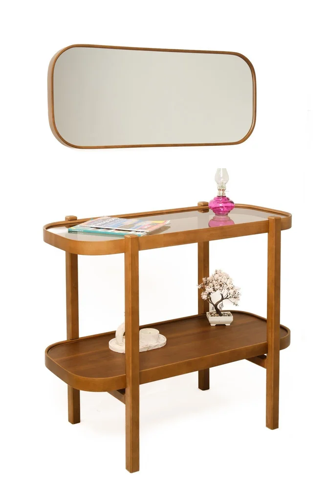 Kommode- og speilsett (2 deler) Wallxpert Alaska-sett (103 x 85 x 42 cm) Valnøtt transparent v:9949439