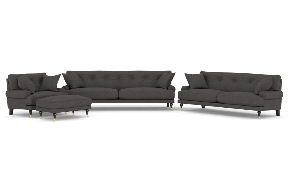 Andrew Sofagruppe 3-seter + 2-seter Sofa + Lenestol + Fotskammel i Fløyel v:6971501 Andrew Sofagruppe 3-seter + 2-seter Sofa + Lenestol + Fotskammel i Fløyel v:6971501
