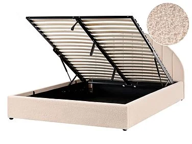 Seng med oppbevaring CHADENET Bouclé Lys beige 140 x 200 cm v:6415500