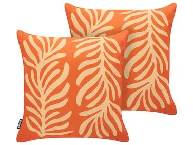 Sett med 2 utendørsputer ALISMA Plantemønster 45 x 45 cm Oransje v:4080777 Sett med 2 utendørsputer ALISMA Plantemønster 45 x 45 cm Oransje v:4080777