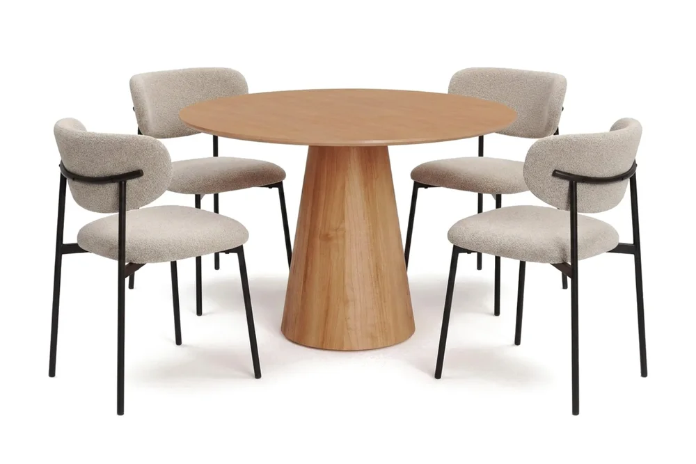 Siena spisegruppe rund 110 cm eik med 4 Lucy spisestoler v:1132569