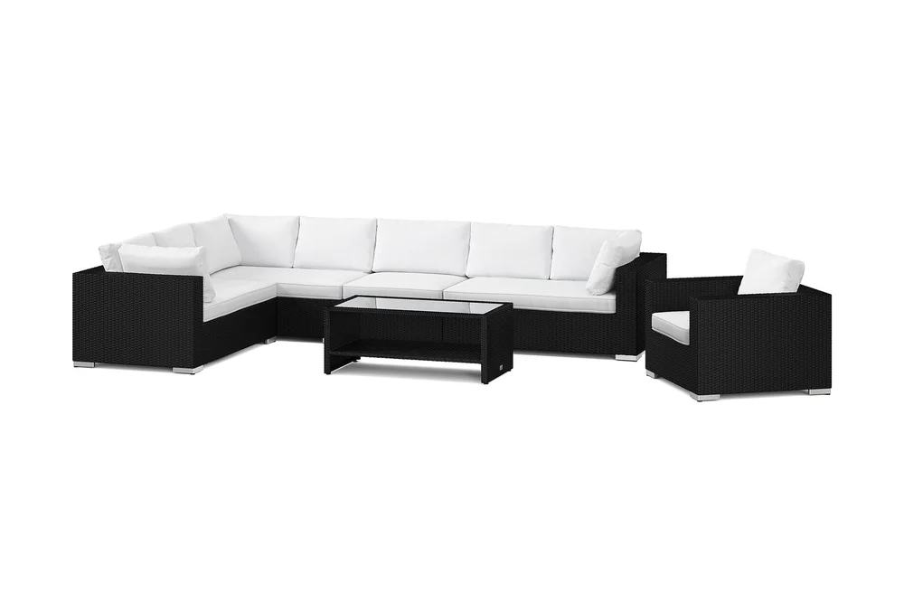 Bahamas utendørs L-sofa venstre 8-seters med lenestol og bord med hylle v:3779008 Bahamas utendørs L-sofa venstre 8-seters med lenestol og bord med hylle v:3779008