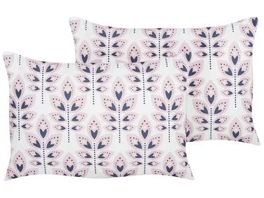 Sett med 2 utendørsputer TORRETTA Plantemønster 40 x 60 cm Off white v:4591854