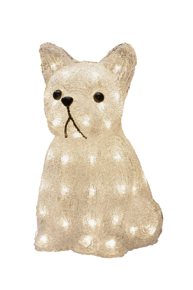 Akrylfigur av sittende hund, 33 cm, LED – Hvit – Belysning | m v:6545413 Akrylfigur av sittende hund, 33 cm, LED – Hvit – Belysning | m v:6545413