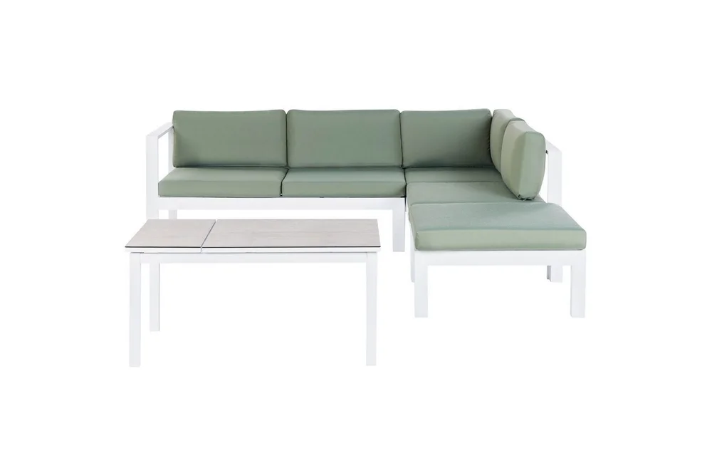Loungegrupp 5-sits Beliani Messina Grön/vit/grå Green||White||Grey v:4625329