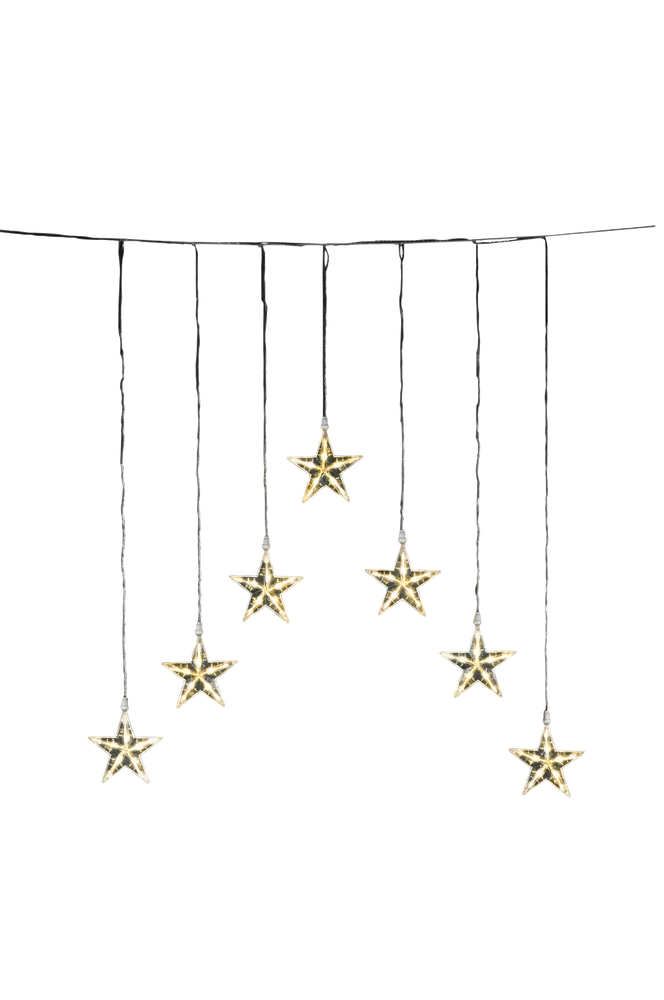 Stjernegardin med 7 LED 116 cm - Transparent - Belysning | m v:2774464