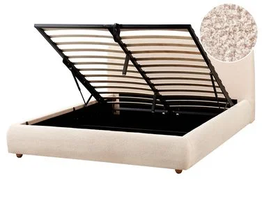 Seng med oppbevaring BLAGNAC Bouclé Lys beige 160 x 200 cm v:9149653 Seng med oppbevaring BLAGNAC Bouclé Lys beige 160 x 200 cm v:9149653