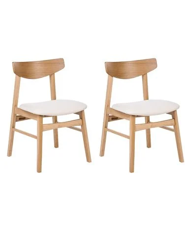 Sett med 2 spisestoler SMILEY Heltre Lysebrun/off-white v:5256649