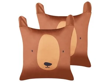 Sett med 2 pynteputer TEDDYBEAR 45 x 45 cm Bomull Brun v:1866728