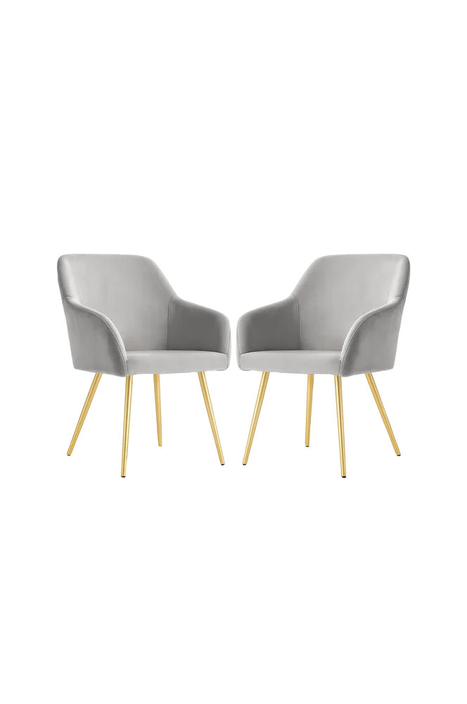 Akord Estelle Smooth Velvet polstret spisestol, sett med 2 stk. – Flerfarget m v:8800748