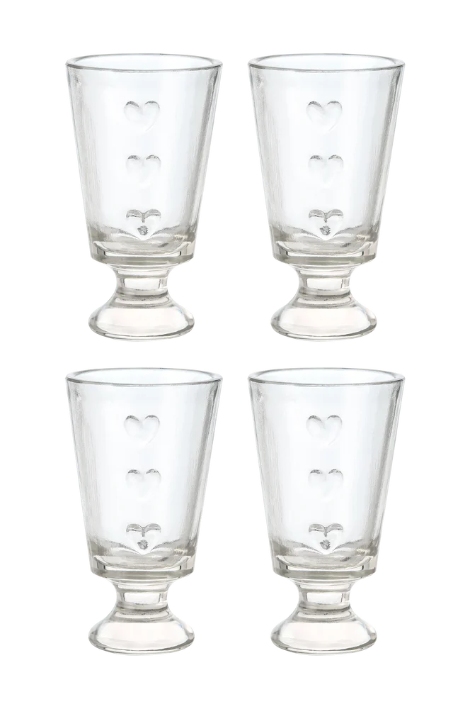 Drikkeglass Heart 4-pakning – Transparent – Kjøkken & husholdning | m v:3831045