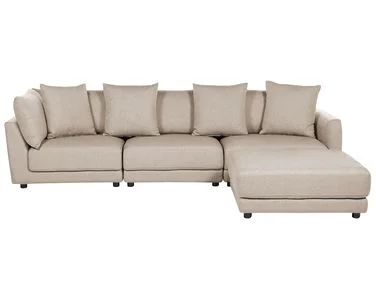 Sofa 3-seter SIGTUNA med fotskammel Beige v:9690635 Sofa 3-seter SIGTUNA med fotskammel Beige v:9690635