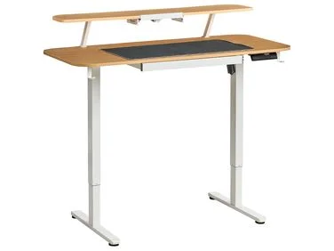 Elektrisk justerbart skrivebord WILBANKS 120 cm 60 cm med USB-inngang Lysebrun/hvit v:5955752