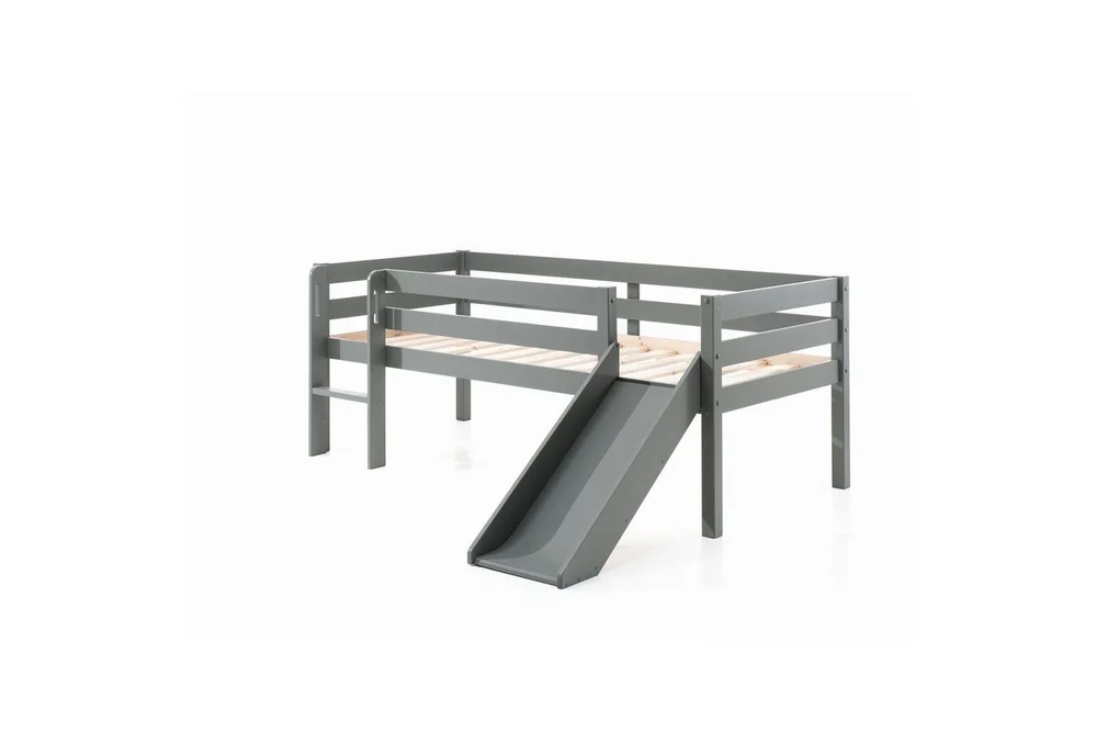 Halvhøy seng med sklie Pino Grå, 85 cm v:5125478