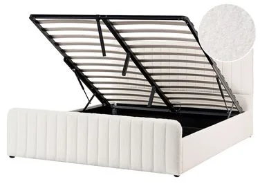 Seng med oppbevaring LUNAN Bouclé Hvit 160 x 200 cm v:6018050 Seng med oppbevaring LUNAN Bouclé Hvit 160 x 200 cm v:6018050