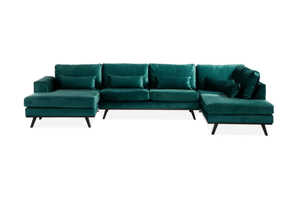 Copenhagen 5-seters Høyrevendt U-formet Sofa med Divan og Sjeselong i Fløyel v:2329446 Copenhagen 5-seters Høyrevendt U-formet Sofa med Divan og Sjeselong i Fløyel v:2329446