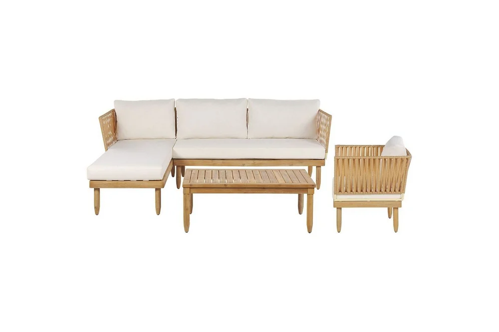 Hörnsoffa Beliani Cremona Light wood||White v:3474019