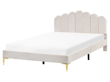 Seng Fløyel SAUVIAN 160 x 200 cm Off white v:2181410