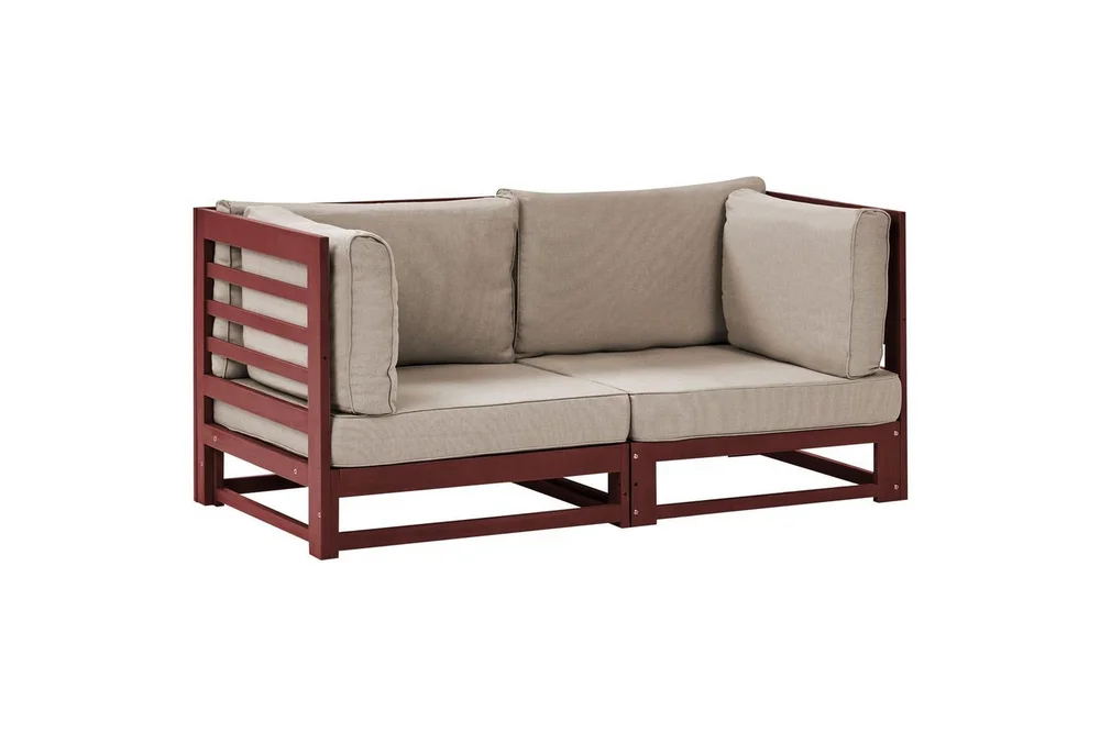 2-sitssoffa Beliani Trani Ljus trä/grått/beige Brown||Grey||Beige v:4588581