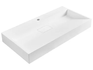 Vegghengt servant QUENKO 90 x 46 cm Mineralstøp Hvit v:7487929