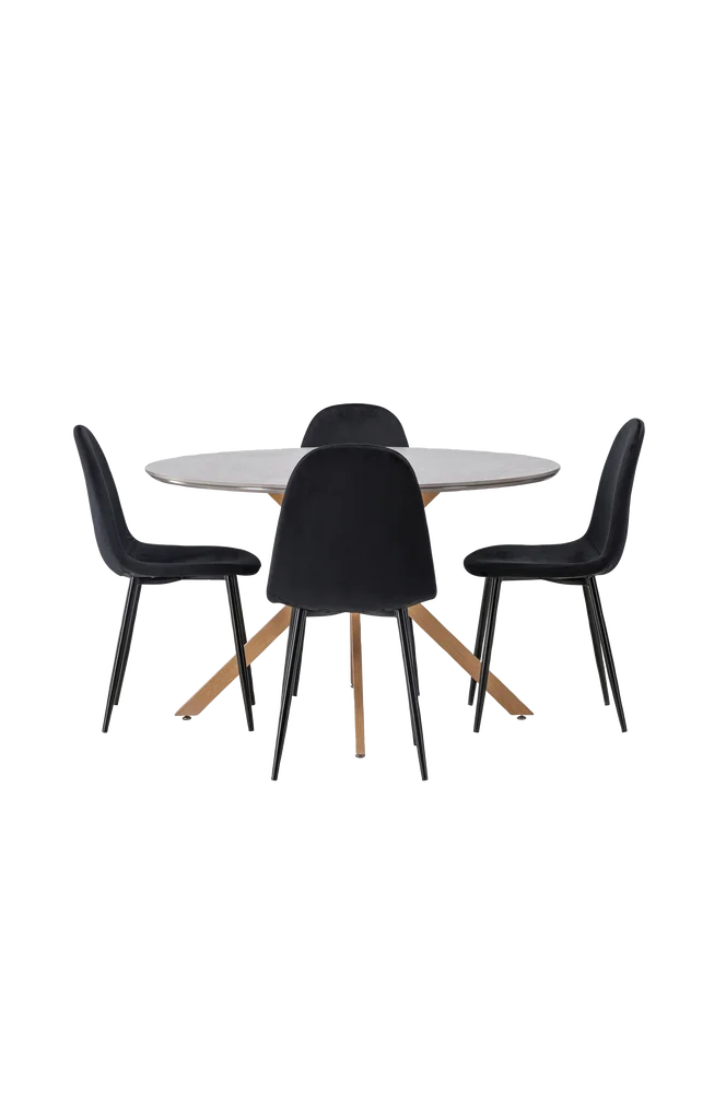 Spisegruppe Piazza og stolene Polar - Svart m v:6092100