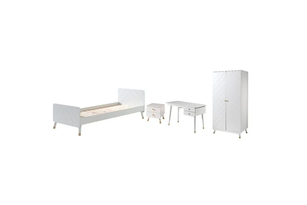 Seng med nattbord garderobe skrivebord Billy Hvit v:3730698