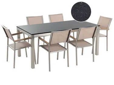 Spisegruppe til uteplassen 6-seters GROSSETO Granitt Polert Svart/beige v:4103617 Spisegruppe til uteplassen 6-seters GROSSETO Granitt Polert Svart/beige v:4103617