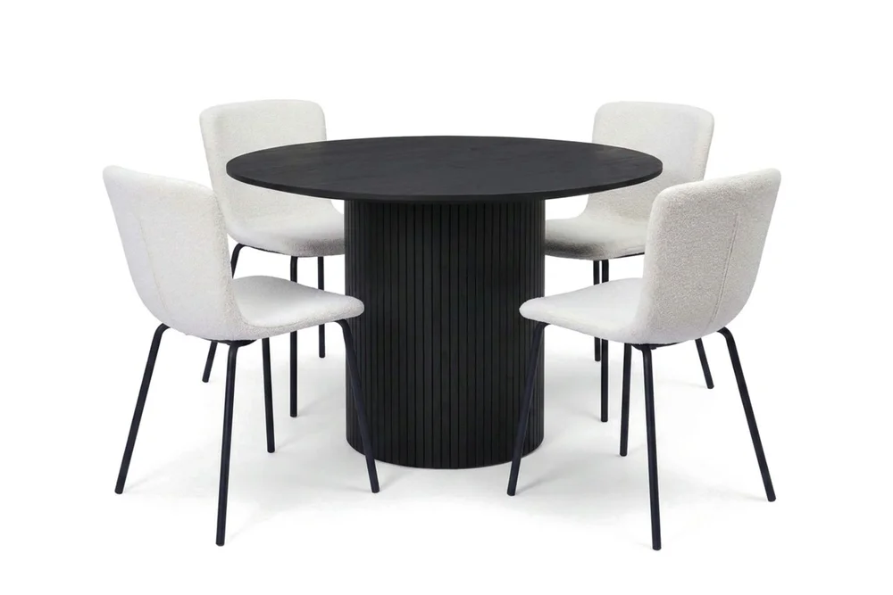 Kopparbo rund spisegruppe 110 cm svart med 4 Katy spisestoler v:3501427