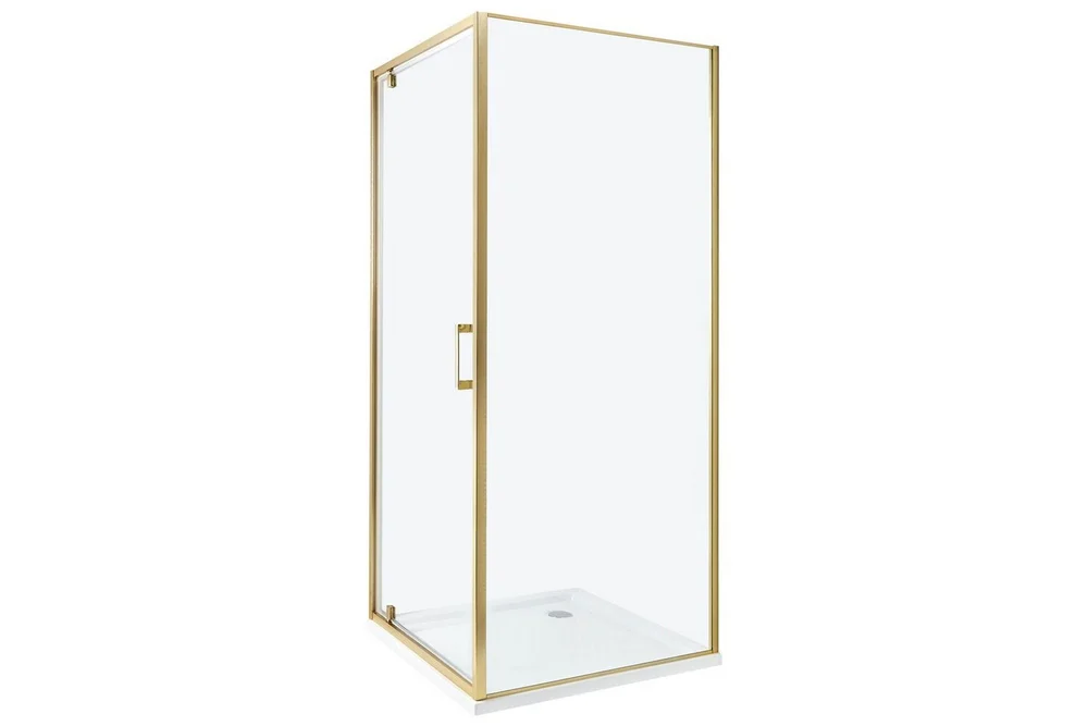 Duschväggar Guld, Offwhite 80x80x185 cm v:3966443