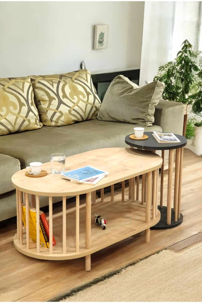 Sofabordsett Hanah Home Peka Set (90 x 43 x 45 cm) Sapphire eik antrasitt v:5963670
