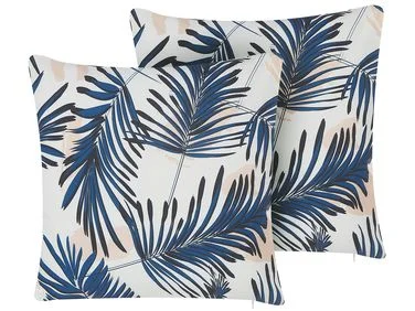 Sett med 2 utendørsputer ELATI Plantemønster 45 x 45 cm Marineblå v:1735585 Sett med 2 utendørsputer ELATI Plantemønster 45 x 45 cm Marineblå v:1735585