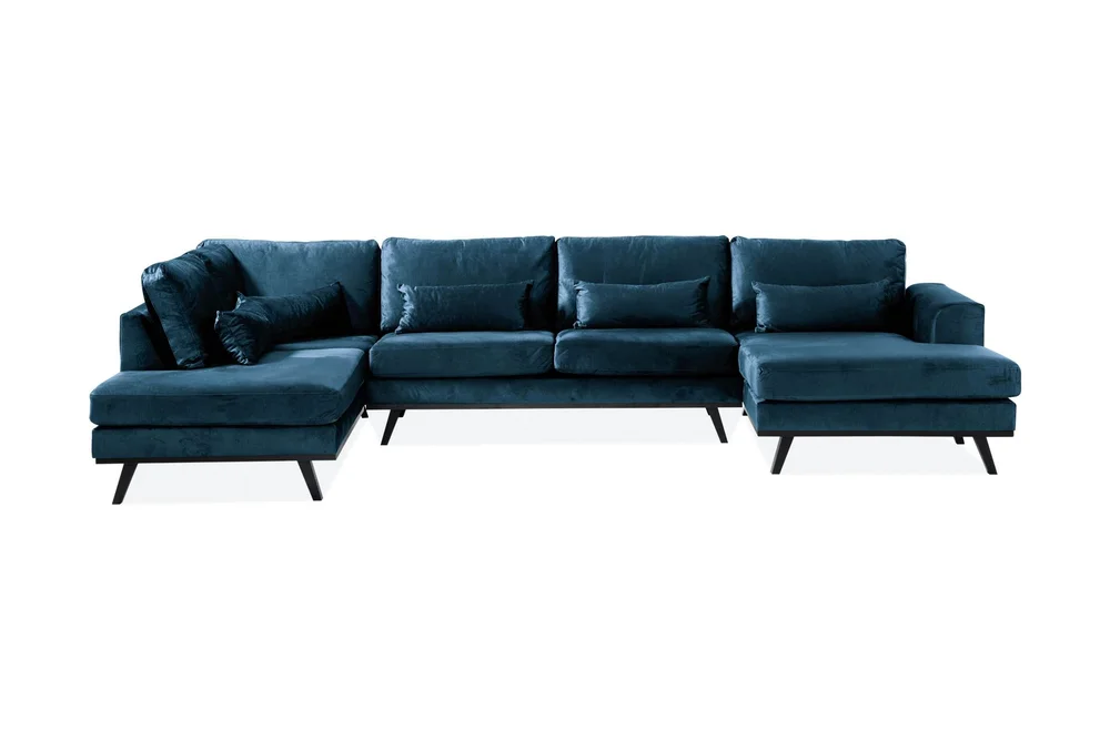 Copenhagen 5-seters Venstrevendt U-formet Sofa med Divan og Sjeselong i Fløyel v:1116776
